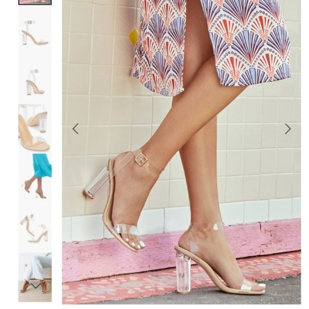 NWOT Hanna Transparent Heeled Sandal